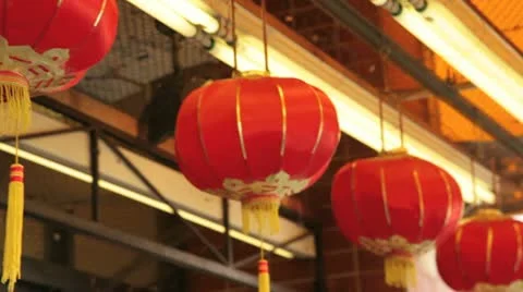 Vancouver chinatown.  lanterns. Stock Footage 10864475