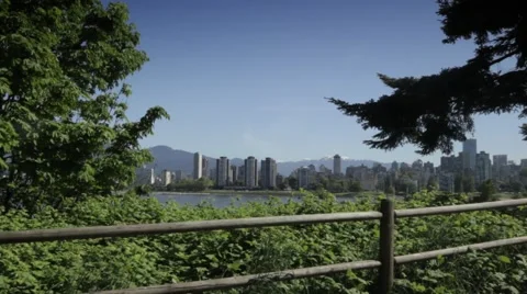 Vancouver cityscape through the trees Stock Footage 59121685
