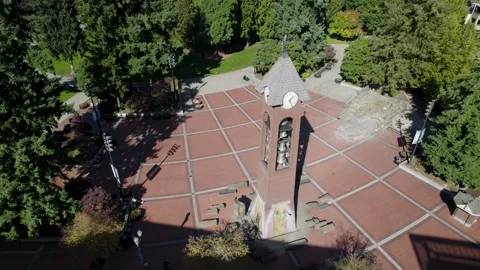Vancouver Clock Tower Pre-Renovation Drone Pan Left Paralax Stock-Footage 318314399