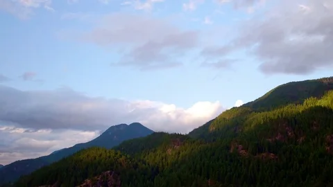 Vancouver forest and ocean sunset aerials - drone footage Stock Footage 81990816