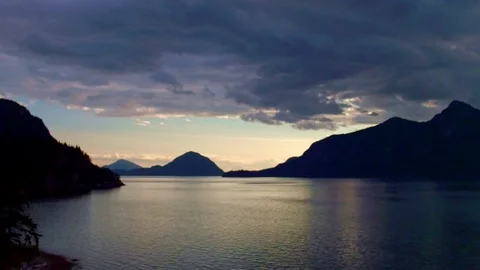 Vancouver forest and ocean sunset aerials - drone footage Stock Footage 82124271
