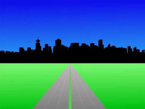Vancouver with freeway Stock Illustration