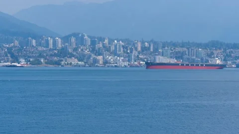 Vancouver harbor panoramic view. Blue ocean water. Video stock 158338071