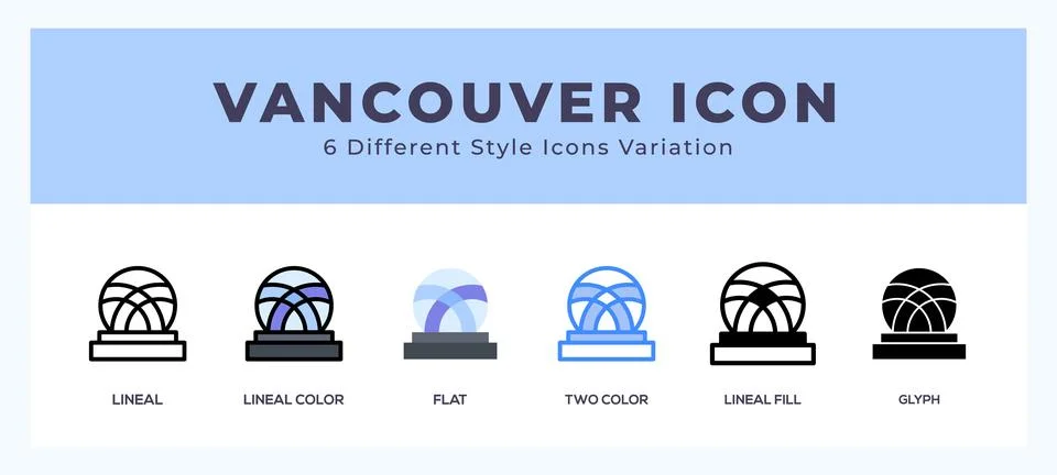 Vancouver icon in filled. thin line. outline stroke and flat style. Stock Illustration