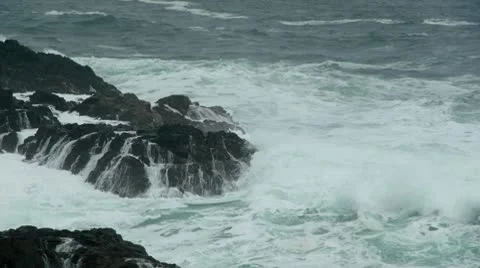 Vancouver Island Rocks And Surf Stock Footage