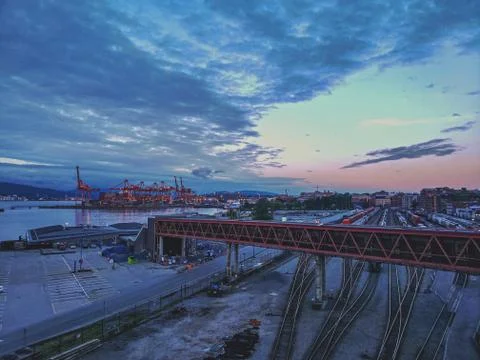 Vancouver Shipyard at sunset Stock Photos