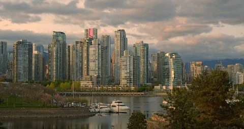 Vancouver Skyline at Dusk Video stock 129859345