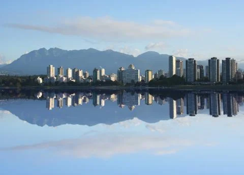 Vancouver skyline reflected Stock Photos