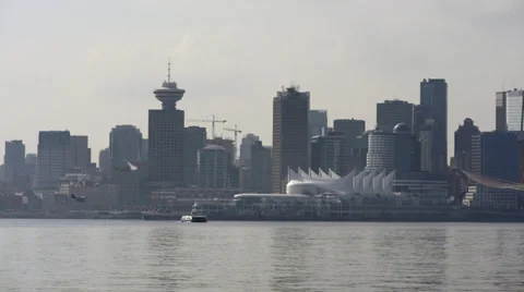 Vancouver Skyline with SeaBus and Floatplane Landing Video stock 38150201