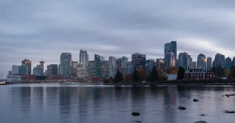 Vancouver skyline sunset time lapse Stock Footage 81806905