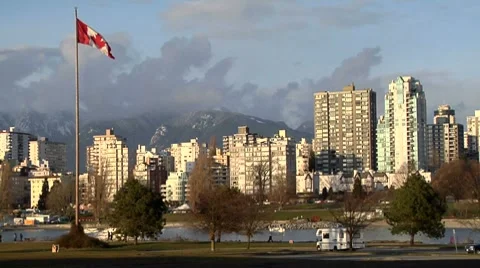 Vancouver skyline sunset - timelapse Stockbeeldmateriaal 8670335