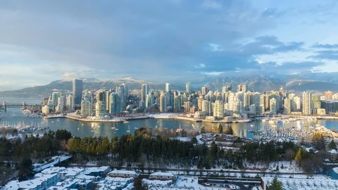 Vancouver Skyline Timelapse Push-In 4K Stock Footage 123202208