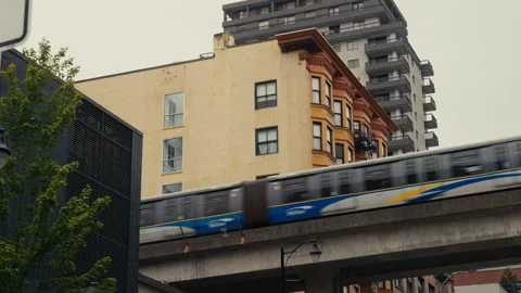 Vancouver Skytrain in New Westminster Stock Footage 244542242