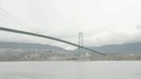 Vancouver Stanley Park Lion's Gate Bridge Stock Footage 125917543