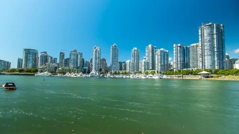 Vancouver time lapse waterfront of skyline 4k 1080p Stock Footage 78120350