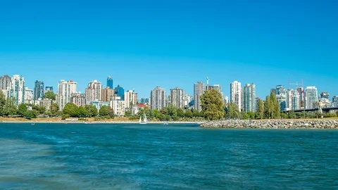 Vancouver time lapse waterfront of skyline 4k 1080p Stock Footage 78120888