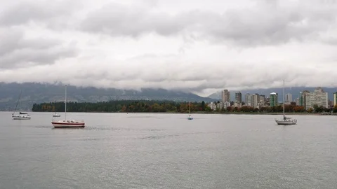 Vancouver Waterfront Cloudy 4K Time Lapse Stock Footage 81531166