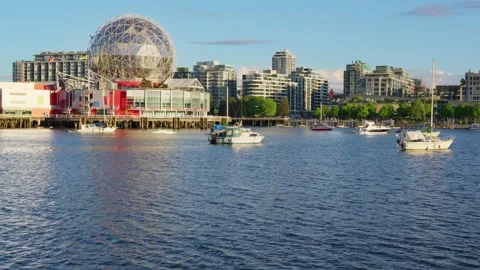 VANCOUVER,CANADA, 2021 :Close angle - Telus world of science with sunshine Stock Footage 154340671