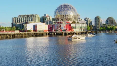 VANCOUVER,CANADA, 2021 :Close angle - Telus world of science with sunshine Stock Footage 154340972