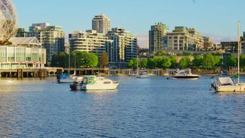VANCOUVER,CANADA, May 2021 :Close angle - Telus world of science with sunshine Stock Footage 154519280