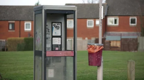 Vandalised phone box Stock Footage 48512789