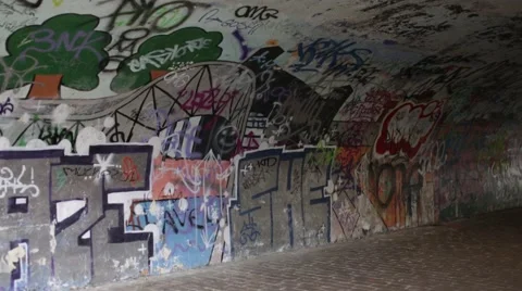 Vandalised underpass Stock Footage 48653919