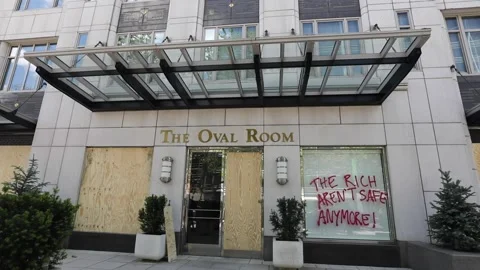 Vandalism at The Oval Room Stock Footage 131690712