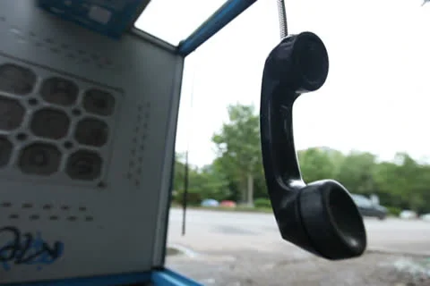 Vandalized Payphone Booth - Camera Raw Footage Video stock 24867859