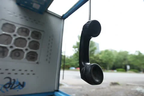 Vandalized Payphone Booth - Camera Raw Footage Stock Footage 24867875