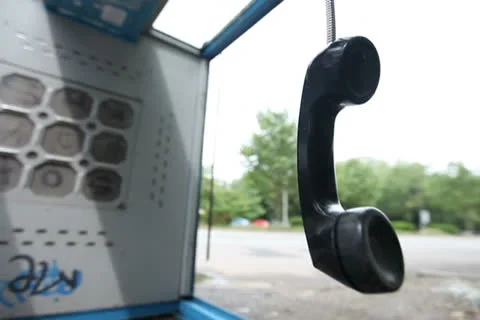 Vandalized Payphone Booth - Camera Raw Footage Video stock 24867898