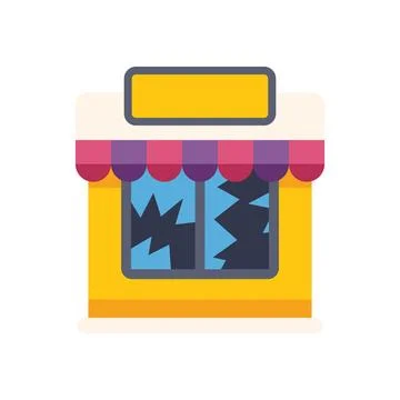 Vandalized store with broken windows and empty sign illustrating economic c.. Stock Illustration