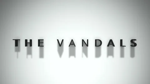 The vandals 3D matte black title with a white base layer Stock Footage 301837735