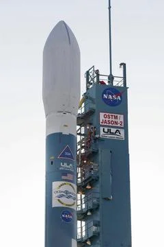 VANDENBERG AIR FORCE BASE, Calif. The Delta II rocket with the Ocean Surfa... Stock Photos