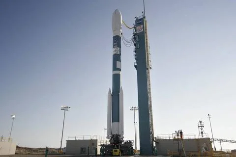 VANDENBERG AIR FORCE BASE, Calif. The Delta II rocket with the Ocean Surfa... Stock Photos