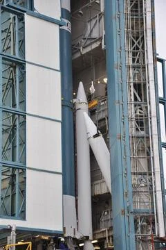 VANDENBERG AIR FORCE BASE, Calif. The third solid rocket motor, or SRM, fo... Stock Photos