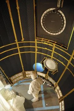 VANDENBERG AIR FORCE BASE, Calif. In the mobile service tower at Space Lau... Stock Photos