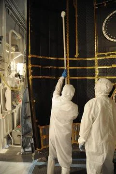 VANDENBERG AIR FORCE BASE, Calif. In the mobile service tower at Space Lau... Stock Photos