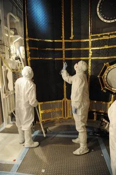 VANDENBERG AIR FORCE BASE, Calif. In the mobile service tower at Space Lau... Stock Photos
