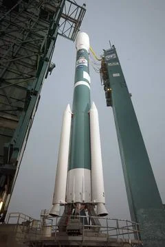 VANDENBERG AIR FORCE BASE, Calif. The mobile service tower on Space Launch... Stock Photos
