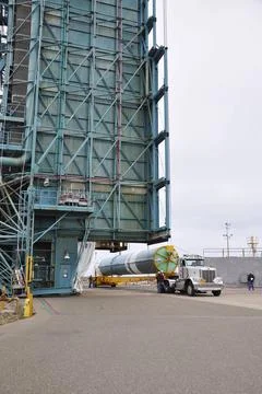 VANDENBERG AIR FORCE BASE, Calif. The first stage of the United Launch All... Stock Photos