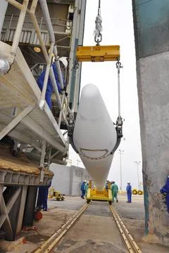 VANDENBERG AIR FORCE BASE, Calif. A second solid rocket motor for the Delt... Stock Photos
