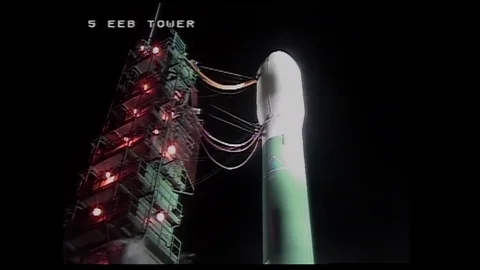 Vandenberg Air Force Base preparing to launch Delta II Rocket Stock Footage 82784913