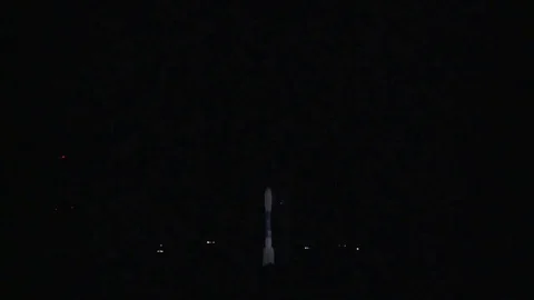 Vandenberg Air Force Base successfully launch Delta II Rocket at night Stock Footage 82784904