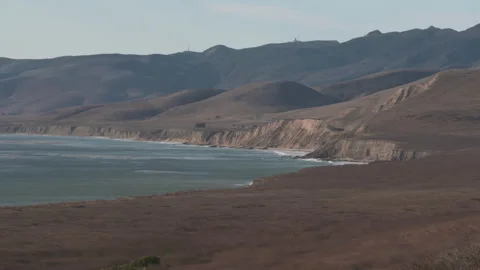 Vandenberg Airfoce Base Communication Towers on Mountain Top Stock Footage 144490790