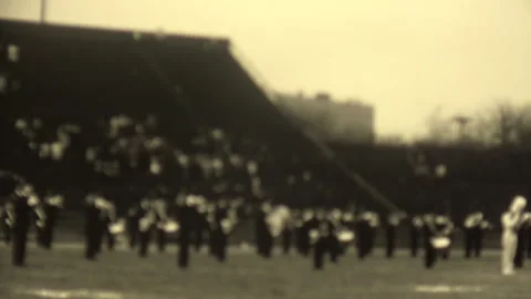 Vanderbilt marching band performing on Dudley Stadium football field in Nashvill Stock Footage 245861064