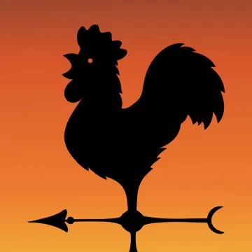 Vane. Ancient wind indicator in the form of a rooster. Vector Image. Stock-Illustration