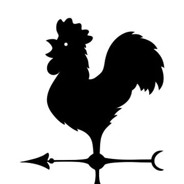 Vane. Ancient wind indicator in the form of a rooster. Vector Image. Stock-Illustration