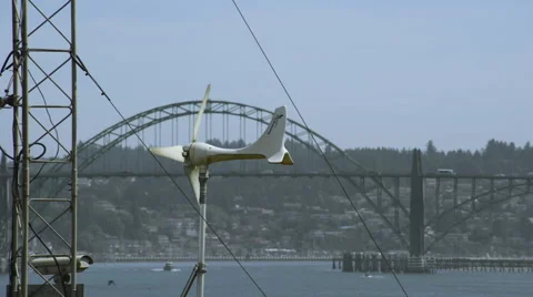 Vane anemometer with bridge in background  Stock Footage 53506917