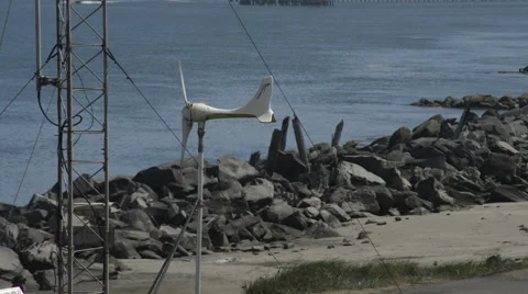 Vane anemometer with water in background Stock Footage 53507226