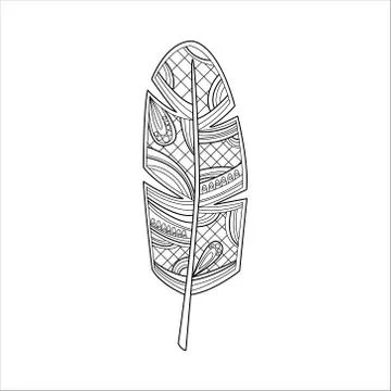 Vaned Feather Zentangle For Coloring Stock Illustration